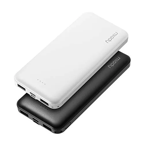 2-Pack Miady 10000mAh Dual USB Portable Charger, Fast Charging Power Bank with USB C Input, Backup Charger for iPhone X, Galaxy S9, Pixel 3 and etc …