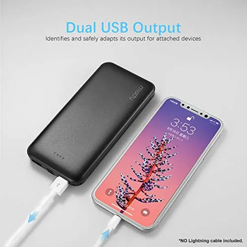 2-Pack Miady 10000mAh Dual USB Portable Charger, Fast Charging Power Bank with USB C Input, Backup Charger for iPhone X, Galaxy S9, Pixel 3 and etc …