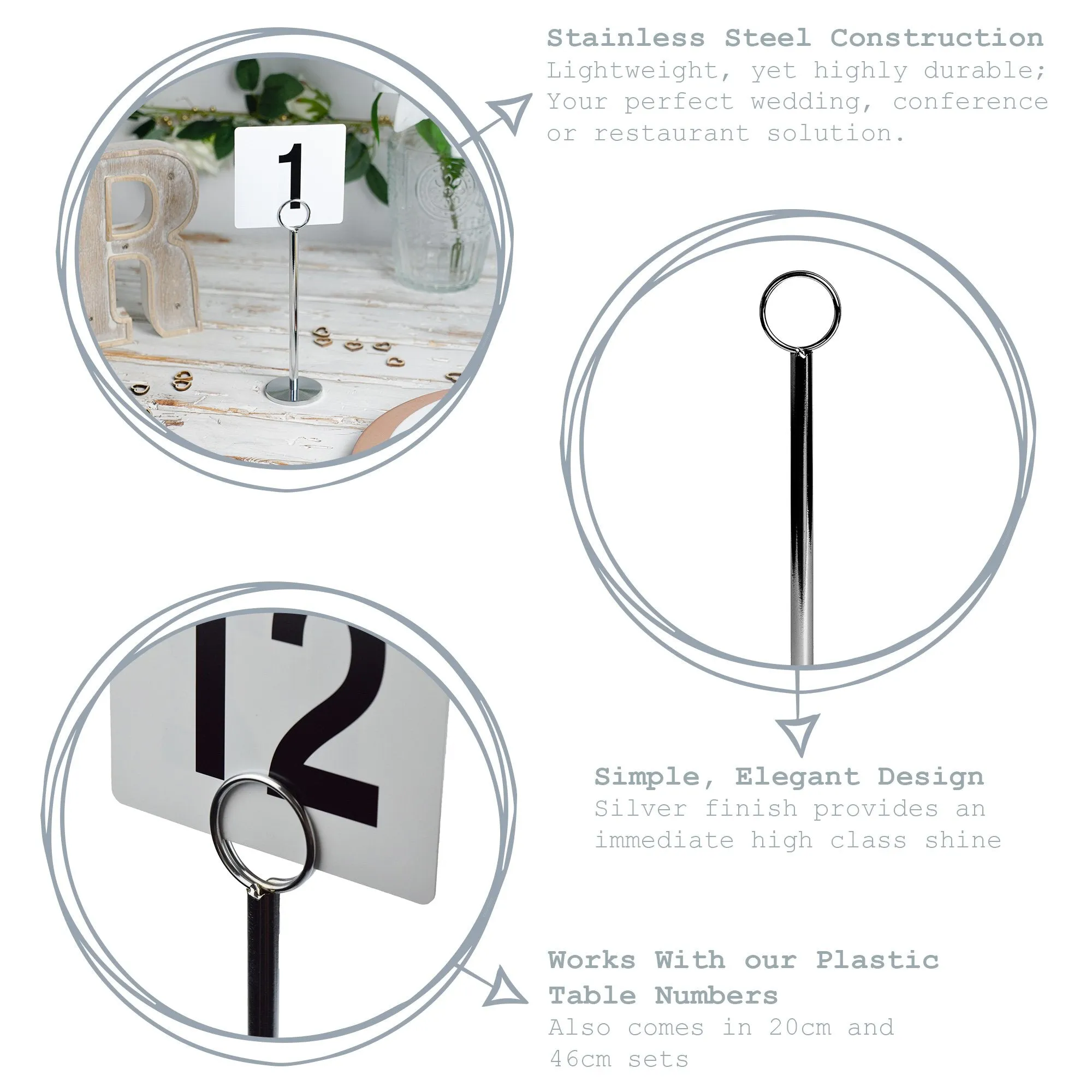 30cm Table Number Holders - Pack of 12 - By Argon Tableware