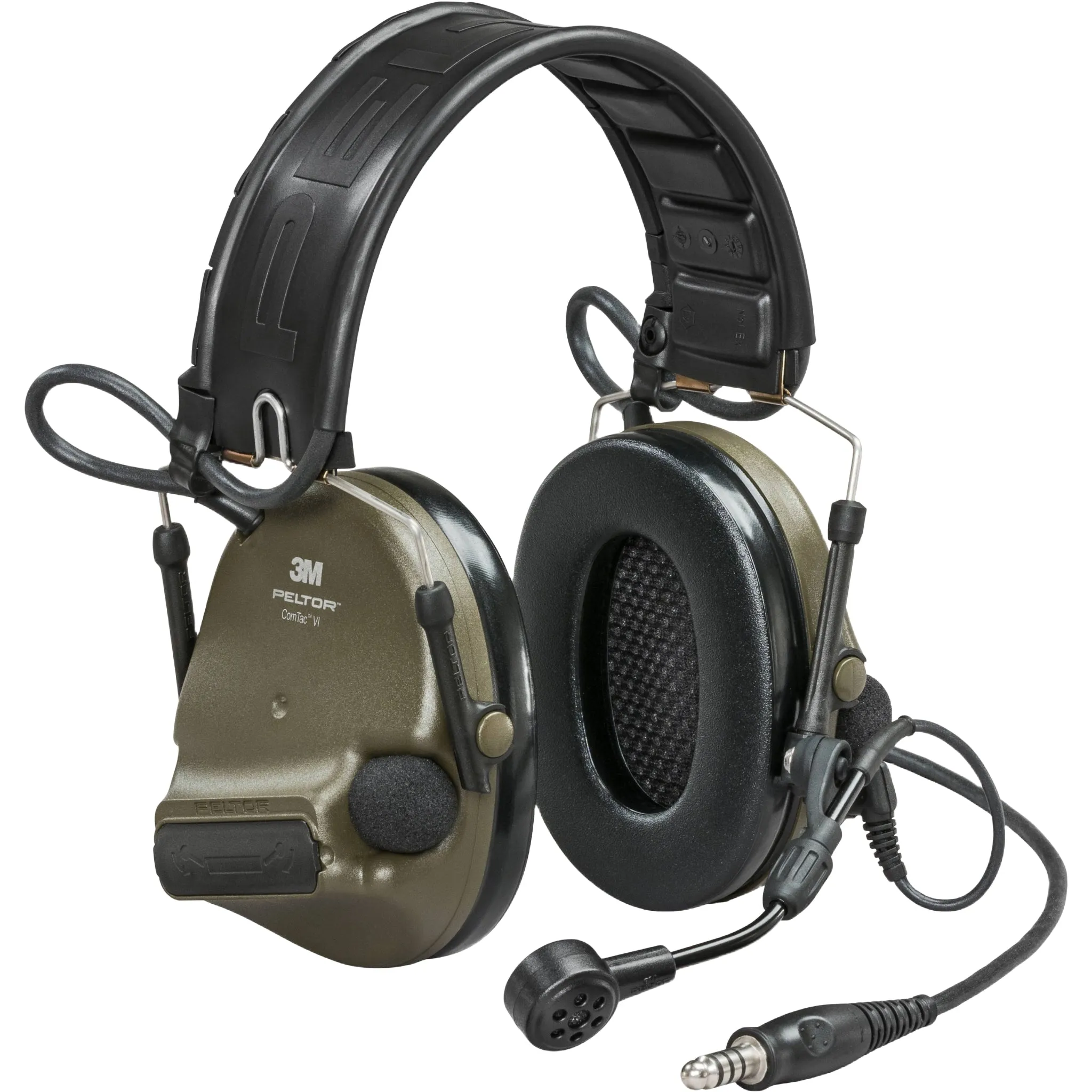 3M PELTOR MT20H682FB-47N GNS ComTac VI NIB Headset, Single Downlead, Headband w/ included ARC, Green, 1 Each