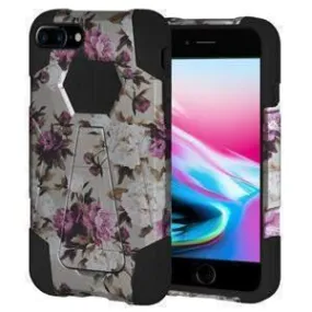 Amzer Dual Layer Designer Hybrid iPhone 8 Case with Kickstand - Romantic Pink White Roses Floral