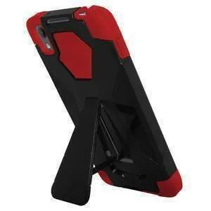 Amzer Dual Layer Hybrid KickStand Case - Black- Red