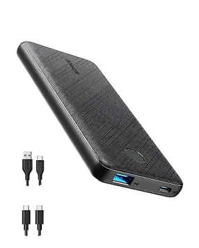 Anker Portable Charger, USB-C PortableCharger 10000mAh with 20W Power Delivery, 523 Power Bank (PowerCore Slim 10K PD) for iPhone 14/13/12 Series, S10, Pixel 4 and More (Black)