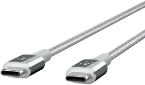 Belkin MIXIT DuraTek Kevlar USB-C (USB Type C) to USB-C Cable, 4 Feet (Silver)