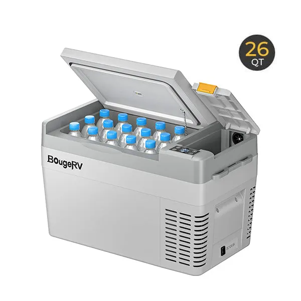 BougeRV CRPRO25 26 Quart 12V Portable Car Fridge Freezer White