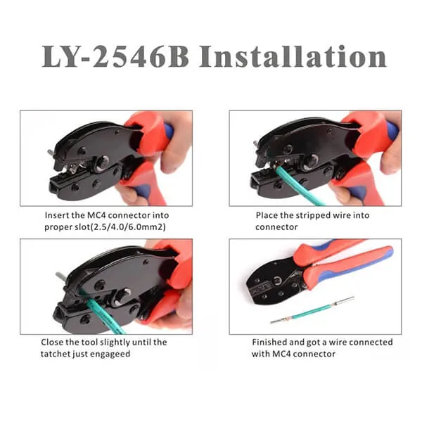 BougeRV Solar Connectors Crimp Tool Kit for 10/11/12/13 AWG Solar Wire 6 Pairs