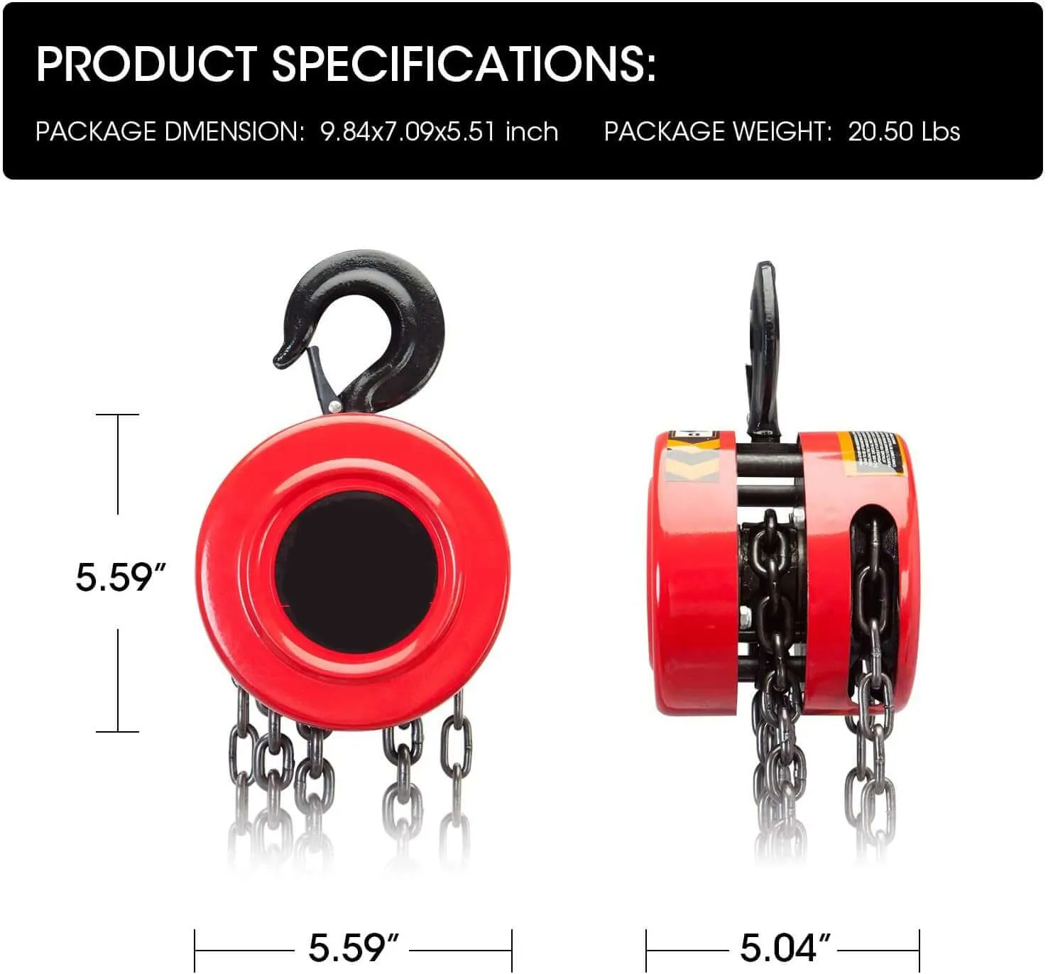 Chain Block & Tackle Hoist 2T 3M