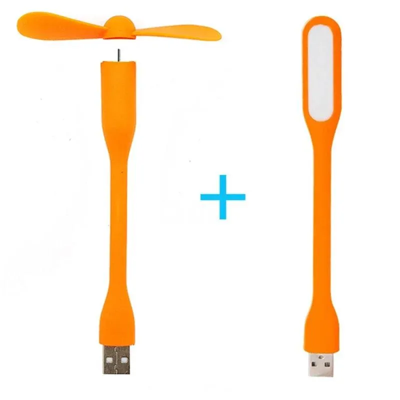 Creative Mini USB Fan & USB LED Light Flexible Bendable Cooling Fan and Lamp For Power Bank & Notebook & Computer Summer Gadget