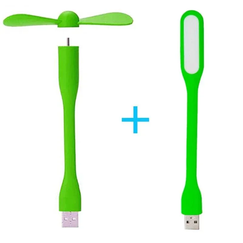 Creative Mini USB Fan & USB LED Light Flexible Bendable Cooling Fan and Lamp For Power Bank & Notebook & Computer Summer Gadget