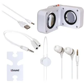 dreamGEAR ISOUND-1615 5-in-1 Travel Sound Kit (White)