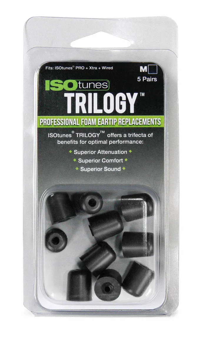 Ear Tips - ISOtunes TRILOGY Replacement Foam Ear Tips (5 pairs/pack), IT-50 / IT-51 / IT-52 / IT-53