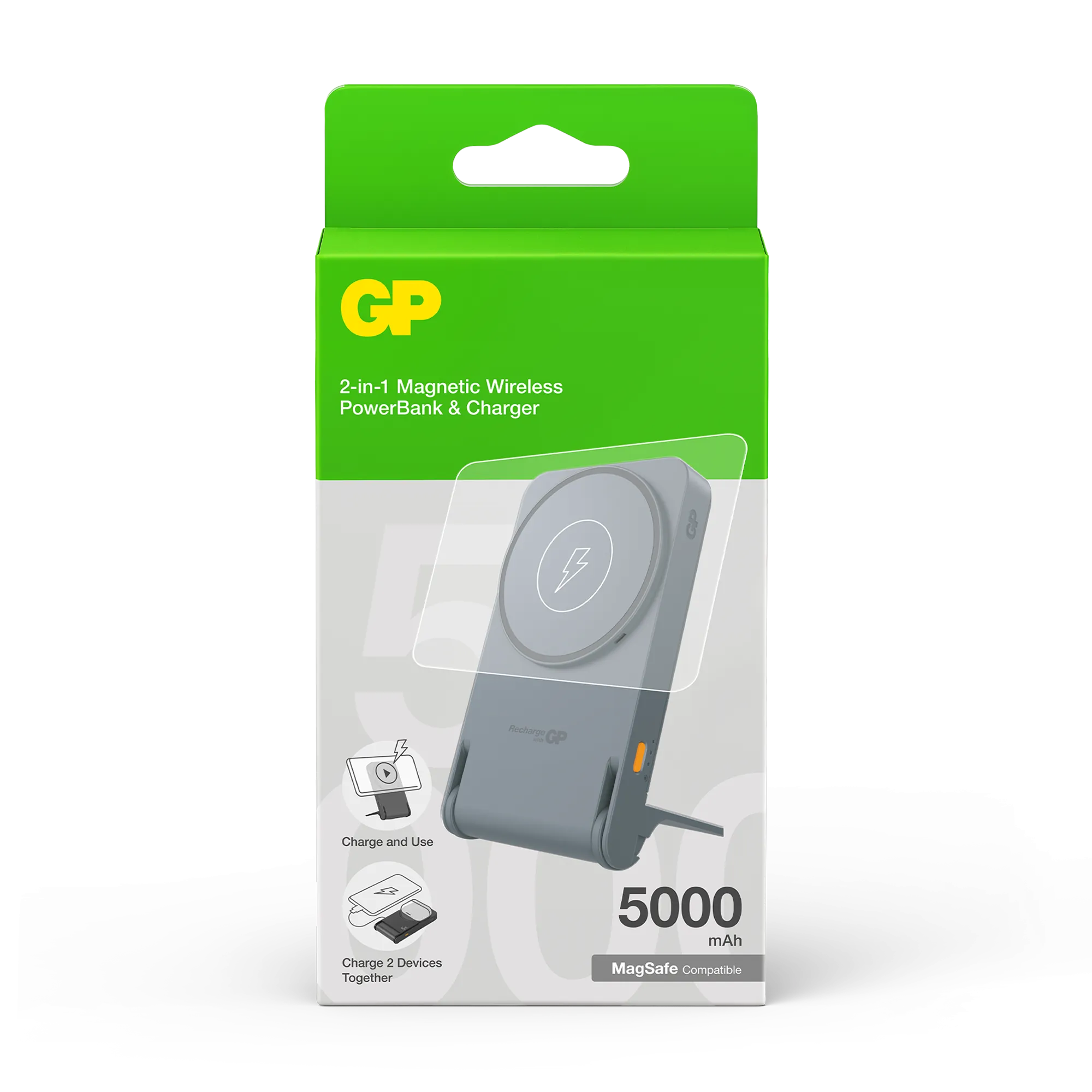 GP Magnetic Safe 2-in-1 Wireless PowerBank 5000mAh