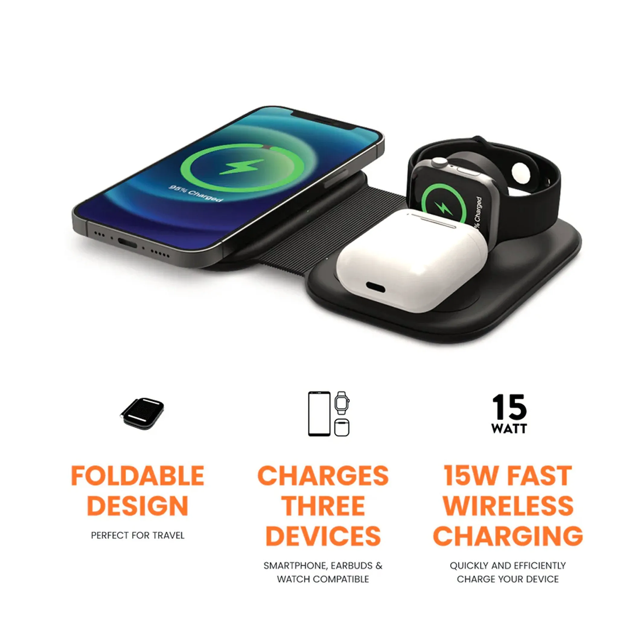 Helix ETHVALP ChargeWireless 3-in-1 Folding Travel Valet