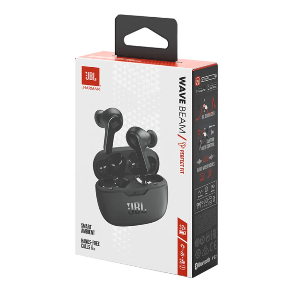 JBL Wave Beam In-Ear Wireless Earbuds - Black | JBLWBEAMBLK