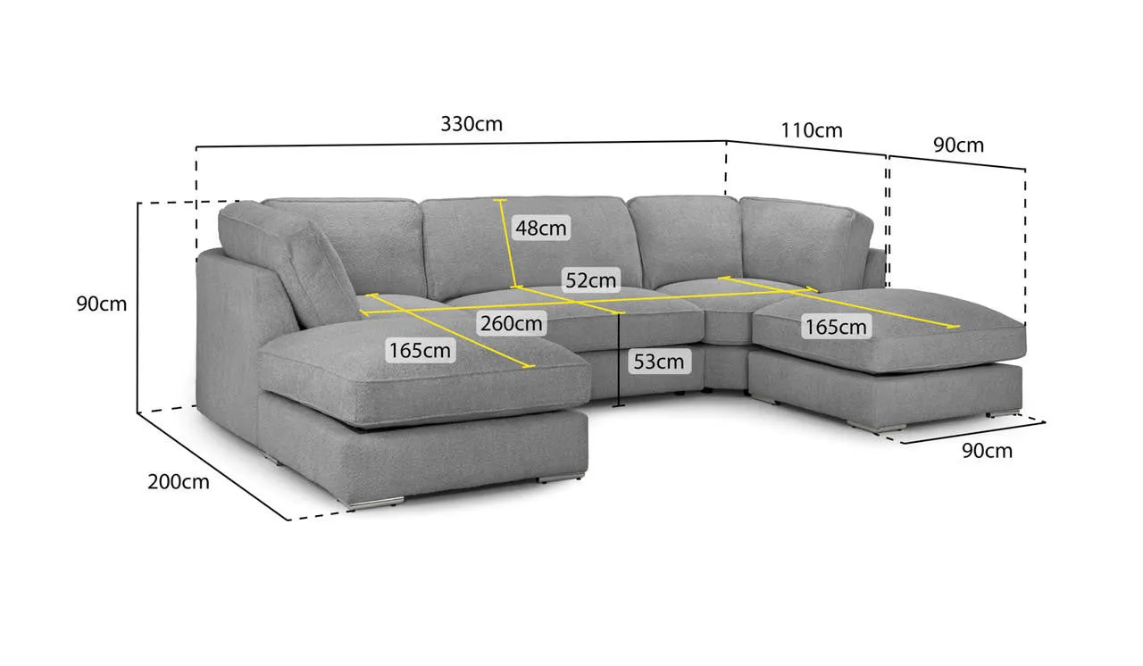 Jenga Sofa - Sofa Beige U Shape Corner - 330 x 200 x 200 cm