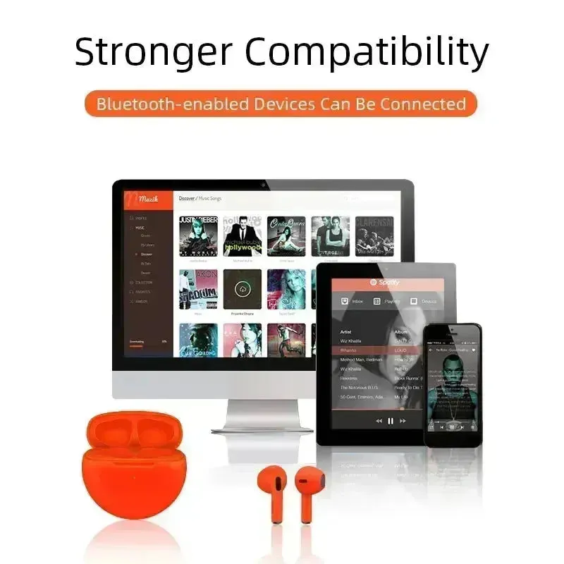 LS Original Pro 6 TWS Wireless Bluetooth Earbuds - Mini In-Ear Sport Headphones for Xiaomi and Android Devices