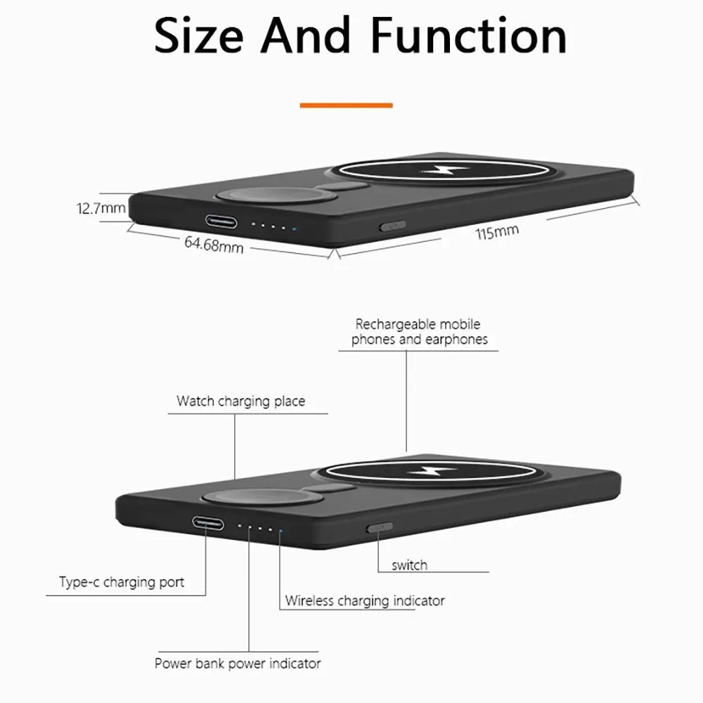 Magnet Power Bank Wireless Charger External Battery Mobile Phone Charging