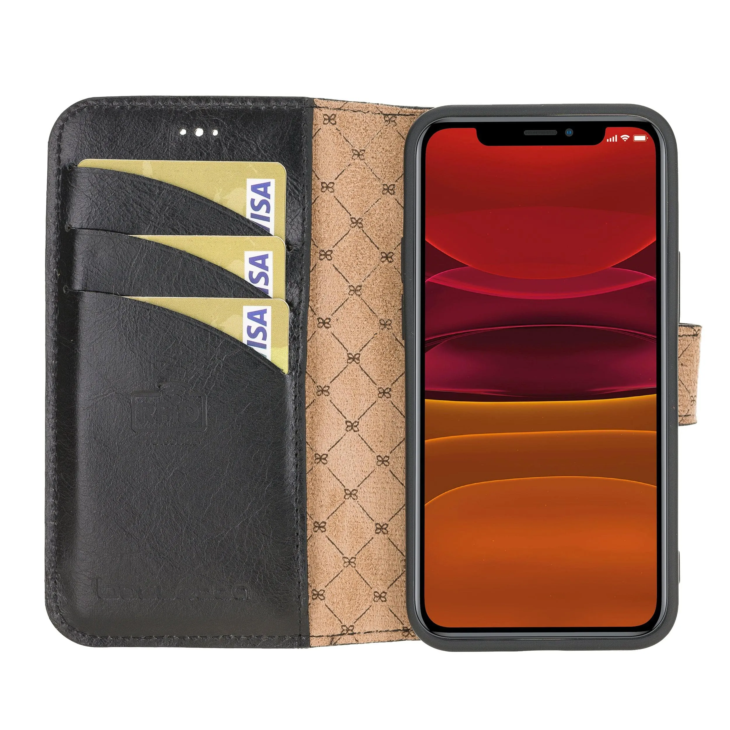 Non Detachable Leather Wallet Cases for Apple iPhone 12 Series