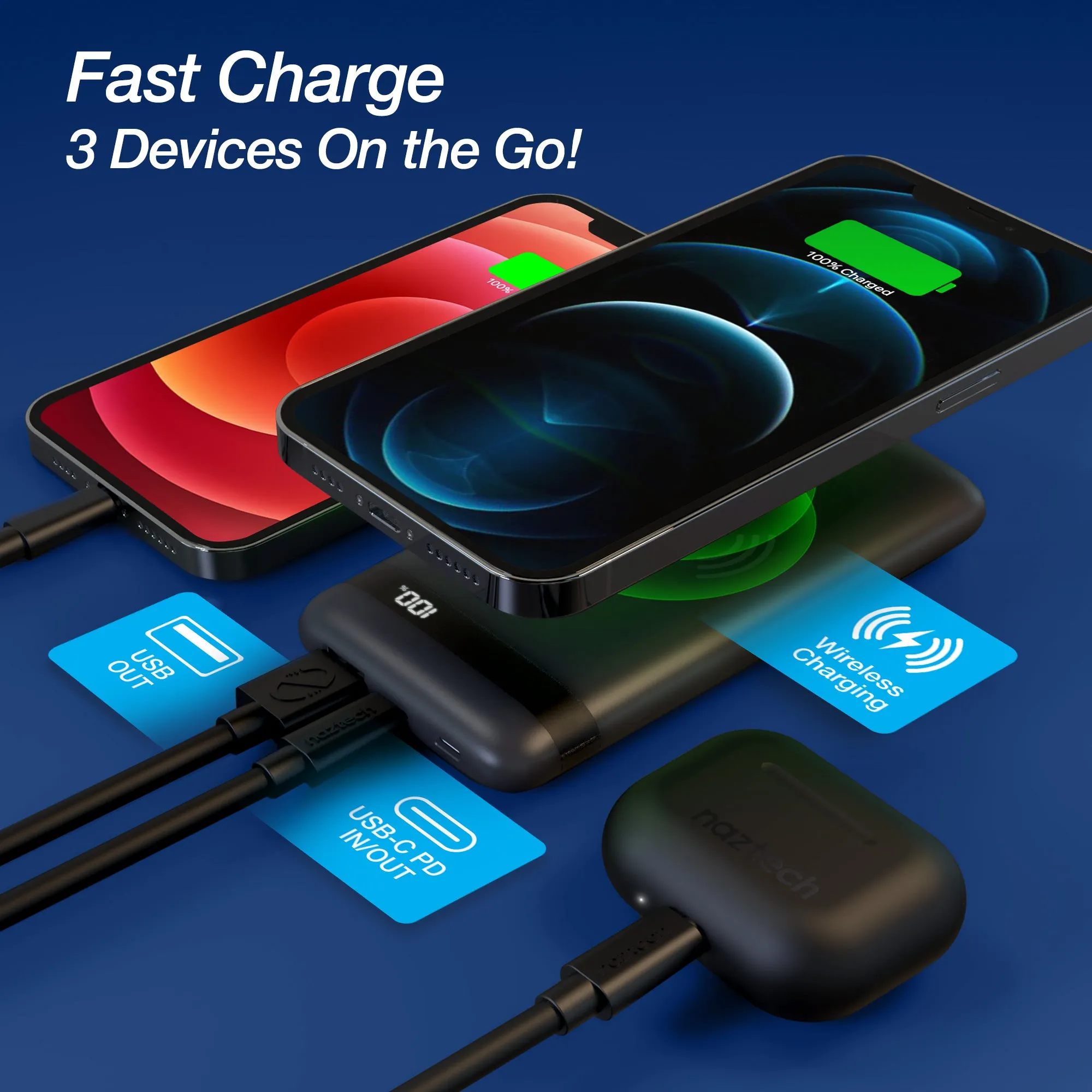 PowerBolt Wireless Fast Charge Power Bank with MiFi Lightning Port