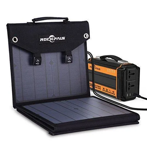 ROCKPALS SP002 Foldable 60W Solar Panel Charger for Suaoki/Jackery Explorer 240 / Webetop/Goal Zero Yeti/Paxcess Portable Power Station Generator and USB Devices, QC3.0 USB Ports