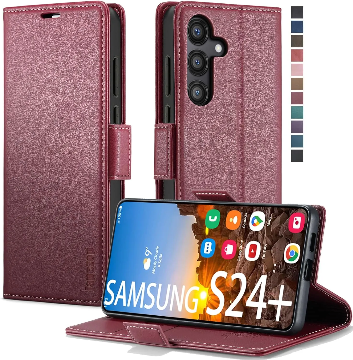 Samsung Galaxy S24  Plus Wallet Card Holder Kickstand Leather Flip Case