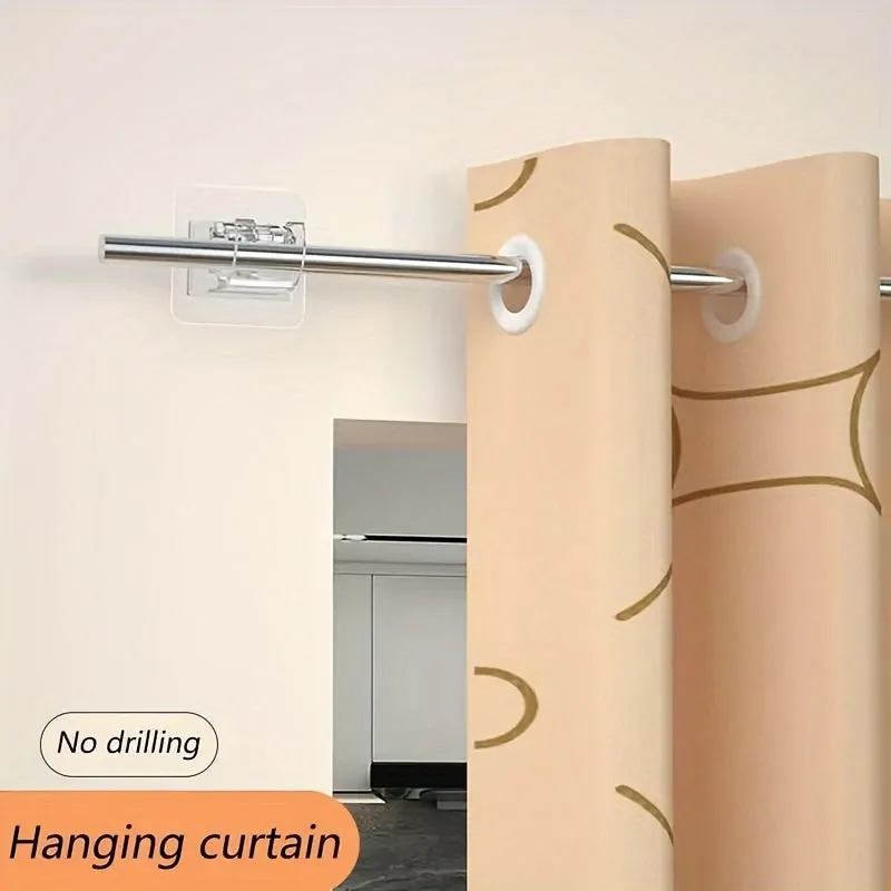 Self Adhesive Curtain Rod Holder Hooks Easy Curtain Installation Stylishly Decorate any Space