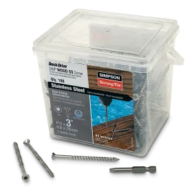 Simpson T10300WP-RP180 Deck-Drive DWP WOOD SS Screw — #10 x 3 in. T25, Flat Head, Type 316 (180-Qty)