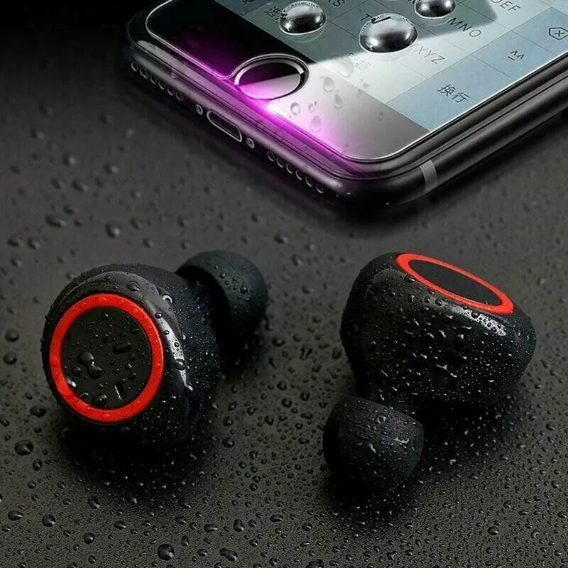 SMAXPLUS™ HD Waterproof Bluetooth Earbuds: Charging Case & Mic (iOS/Android Wireless Earphones)