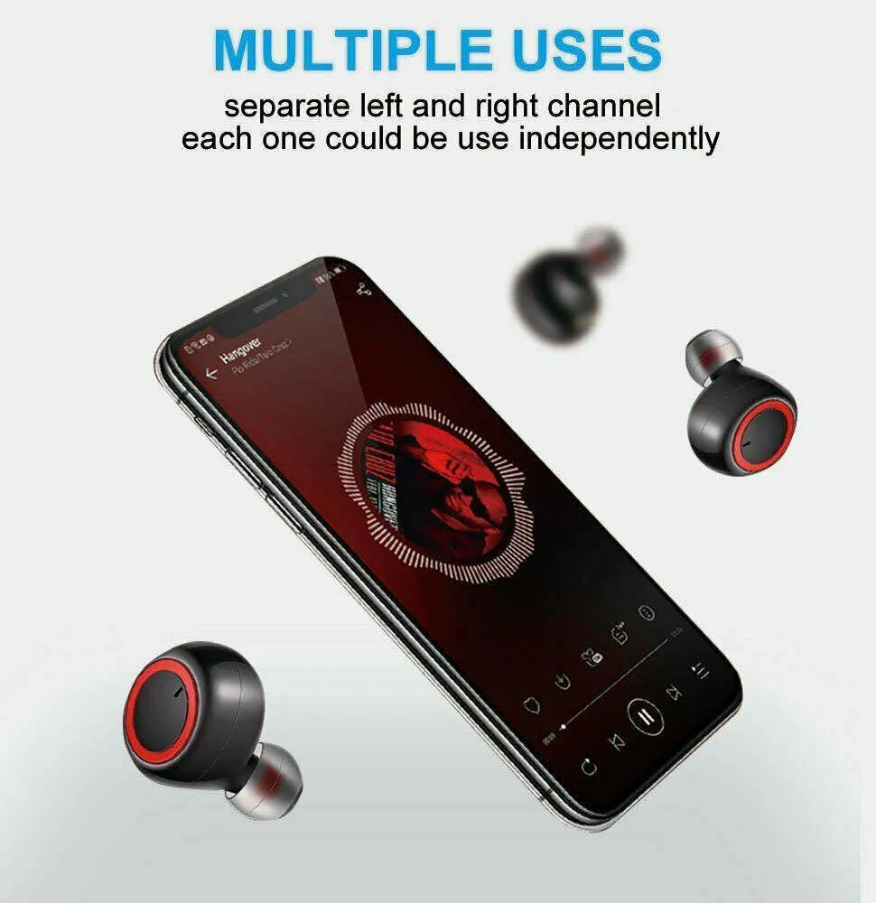 SMAXPLUS™ HD Waterproof Bluetooth Earbuds: Charging Case & Mic (iOS/Android Wireless Earphones)