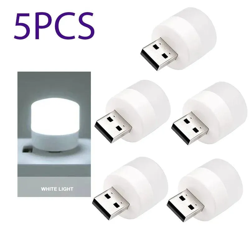 USB Night Light Mini LED Night Light USB Plug Lamp Power Bank Charging USB Book Lights Small Round Reading Eye Protection Lamps