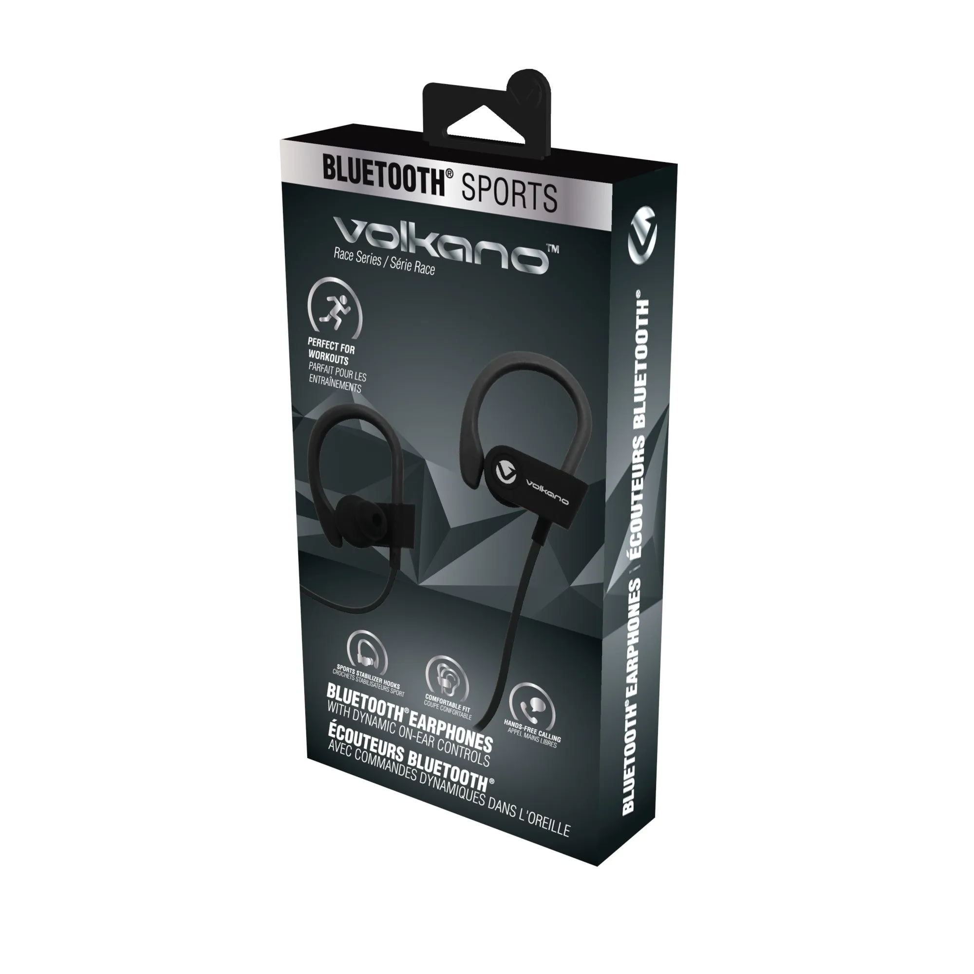 Volkano Bluetooth Race Earbuds with Earhooks, Black