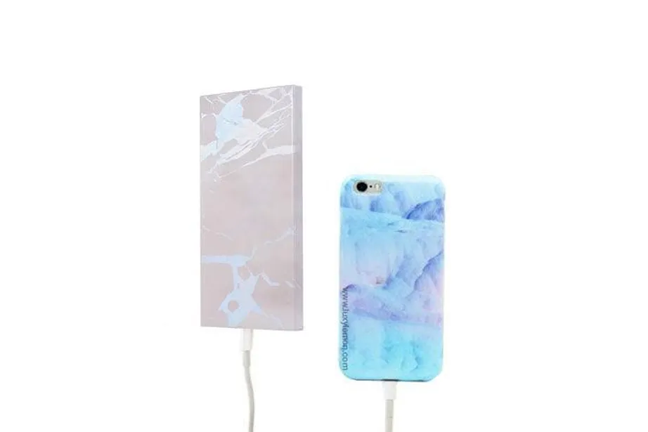 White Holo Marble Power Bank Charger