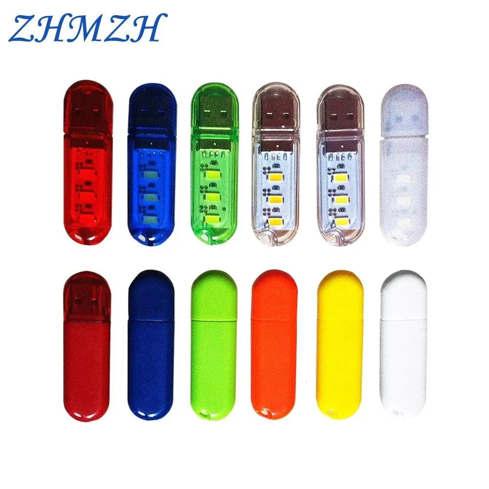 ZHMZH 3LEDs 1.5W Reading Lamps USB Night Lights Mini Book Light Portable U Disk LED Lamp Power Bank Powered 12 colors